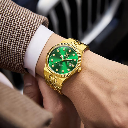 HOTOLEVS Mens Watches Luxury Diamond Calendar Stainless Steel Male Watches Business Dress Waterproof Luminous Fashion Watch for Men