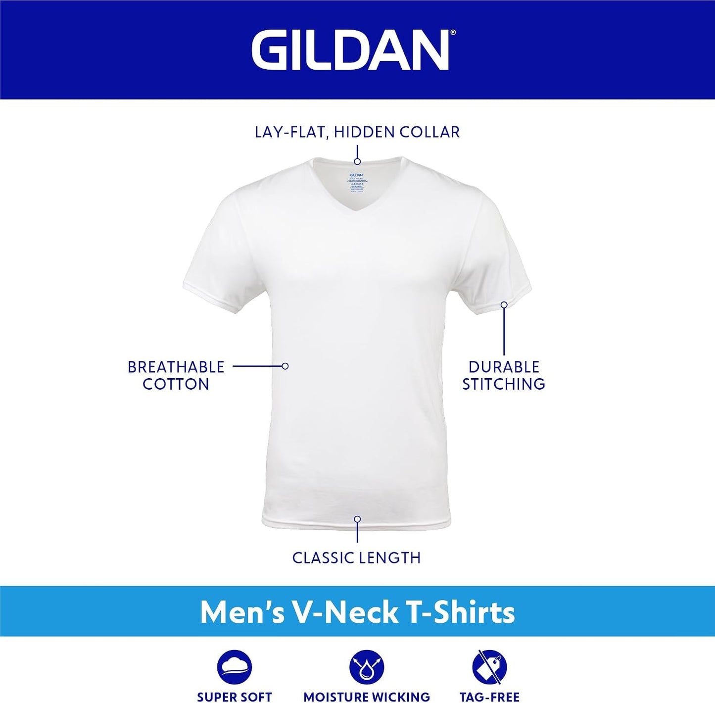HOTGildan Men's V-Neck T-Shirts, Multipack, Style G1103