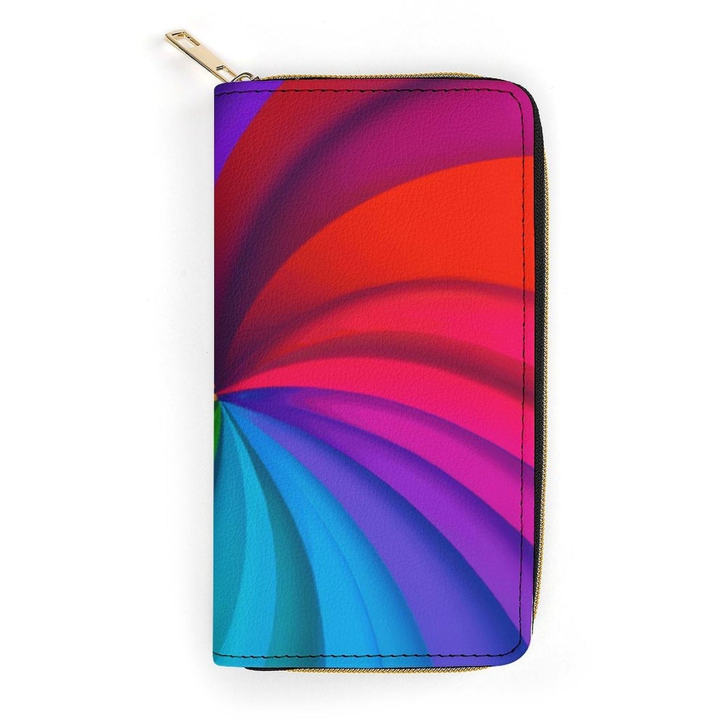 HOTWomen's Large Capacity Zipper Leather Wallet Rainbow Spiral Tie Dye Art, Slim Compact Card Holder, Portable Purse for Mom, Wife & Daily Use