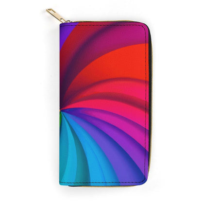 HOTWomen's Large Capacity Zipper Leather Wallet Rainbow Spiral Tie Dye Art, Slim Compact Card Holder, Portable Purse for Mom, Wife & Daily Use