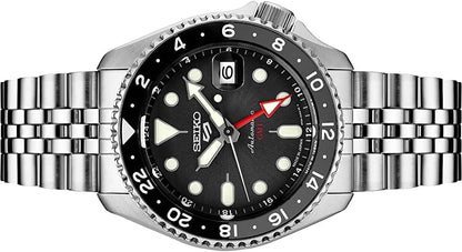 HOTSEIKO SSK001 Automatic Watch for Men - 5 -Sports - Black Dial with Date Calendar and Luminous Hands & Markers and Black & Gray GMT Bezel, 100m Water-Resistant