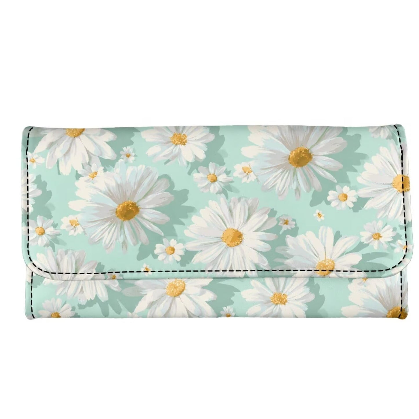 HOTNovelty Jeans Print Womens Wallets Leather Clutch, Vintage Denim Block Patch Design Long Wallet for Women Blue Credit Card Holder with Coin Purse ID Window
