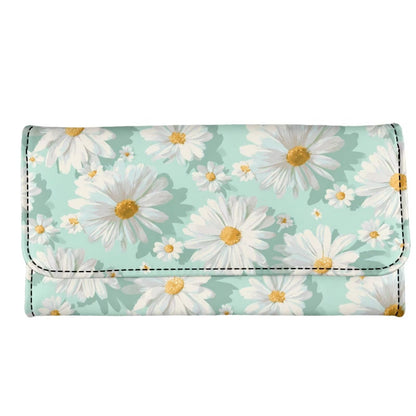 HOTNovelty Jeans Print Womens Wallets Leather Clutch, Vintage Denim Block Patch Design Long Wallet for Women Blue Credit Card Holder with Coin Purse ID Window