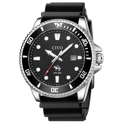 HOTCIVO Sport Wrist Watches for Men: Classic Analog Watch with Date Luminous - Silicone Strap & Waterproof - Casual Men's Watch for Outdoor Camping Cycling