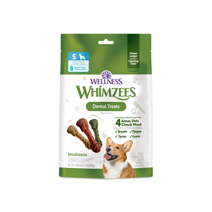 HOTWhimzees Wellness Brushzees Natural Dog Dental Treat, VOHC Accepted Chews, Freshens Breath, Extra-Small Size, 12.7 oz Bag, 48 Count