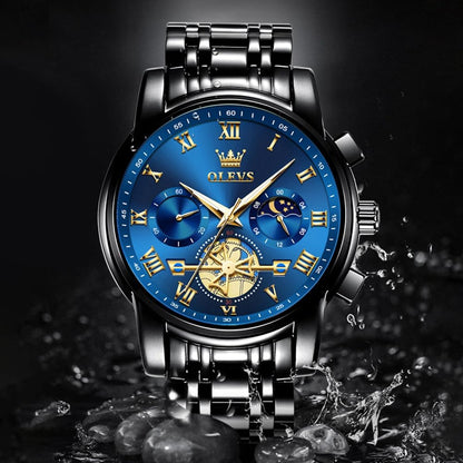 HOTOLEVS Watches Men Waterproof Luxury Big Face Mens Watch Stainless Steel Quartz Analog Dress Watches for Men Luminous Multifunction Man Watch Relojes De Hombre