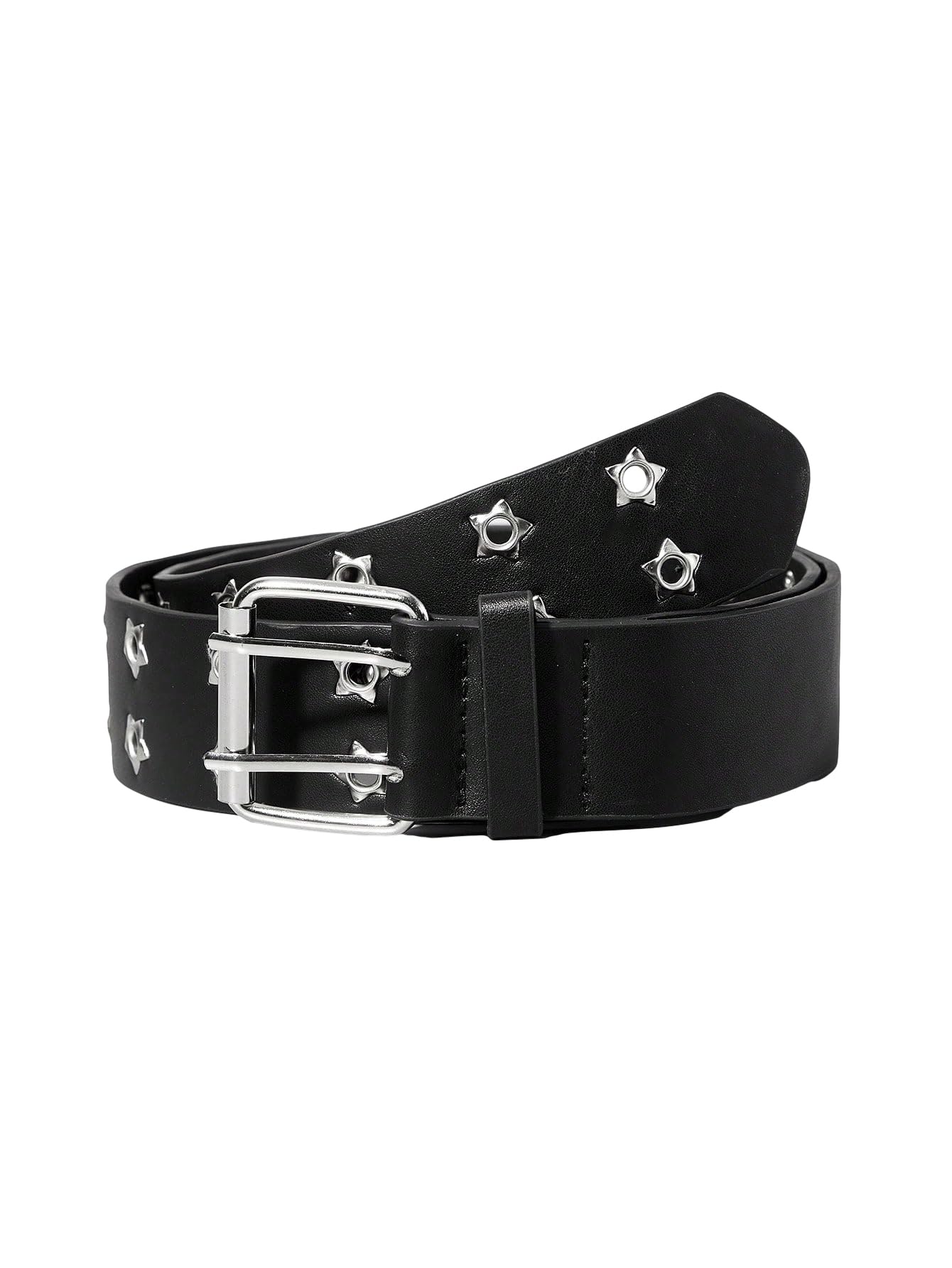 HOTVerdusa Women's Double Grommet Y2K Leather Belt Star Punk Buckle Belts | Leather Belt Women, Y2k Belt, Y2k Accessories, Star Belt, Concert Outfits Women