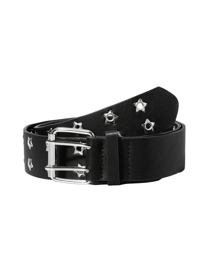 HOTVerdusa Women's Double Grommet Y2K Leather Belt Star Punk Buckle Belts | Leather Belt Women, Y2k Belt, Y2k Accessories, Star Belt, Concert Outfits Women