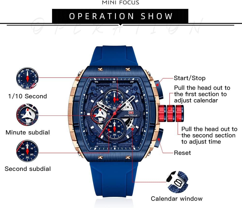 HOTMini Focus Men's Watch Fashion Sport Wrist Watches (Chronograph/Waterproof/Luminous/Calendar) Silicon Strap Quartz Watches for Men