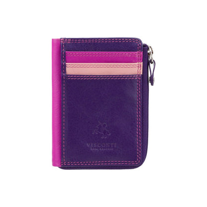 HOTVISCONTI RB110 Phi Phi Womens Leather Slim Zipped ID Credit Card Holder Wallet/Purse (Plum)