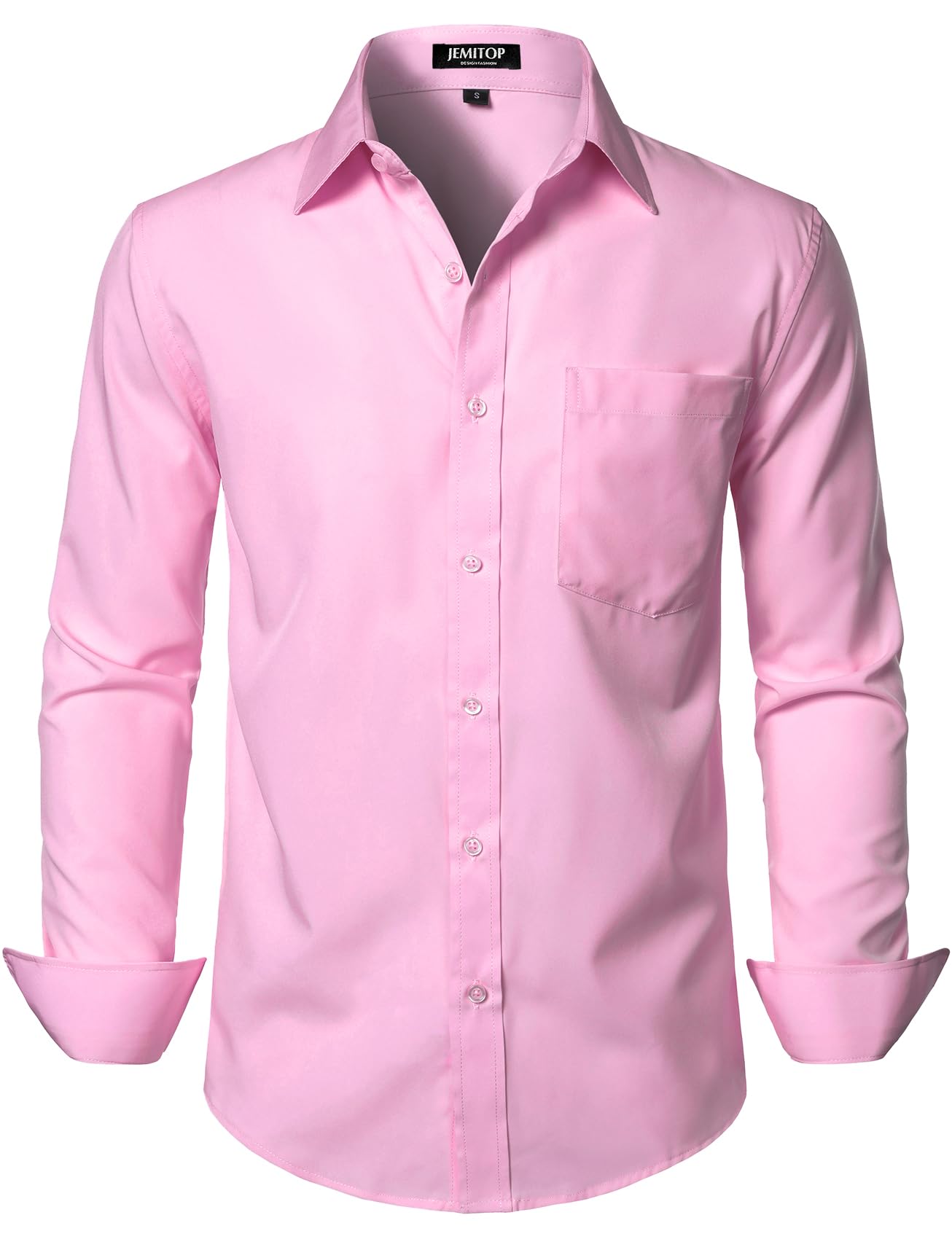 HOTJEMITOP Men Stretch Business Casual Dress Shirts | Regular Fit, Formal, Long Sleeve, Button Down, Tuxedo, Wedding, Prom, with Pocket