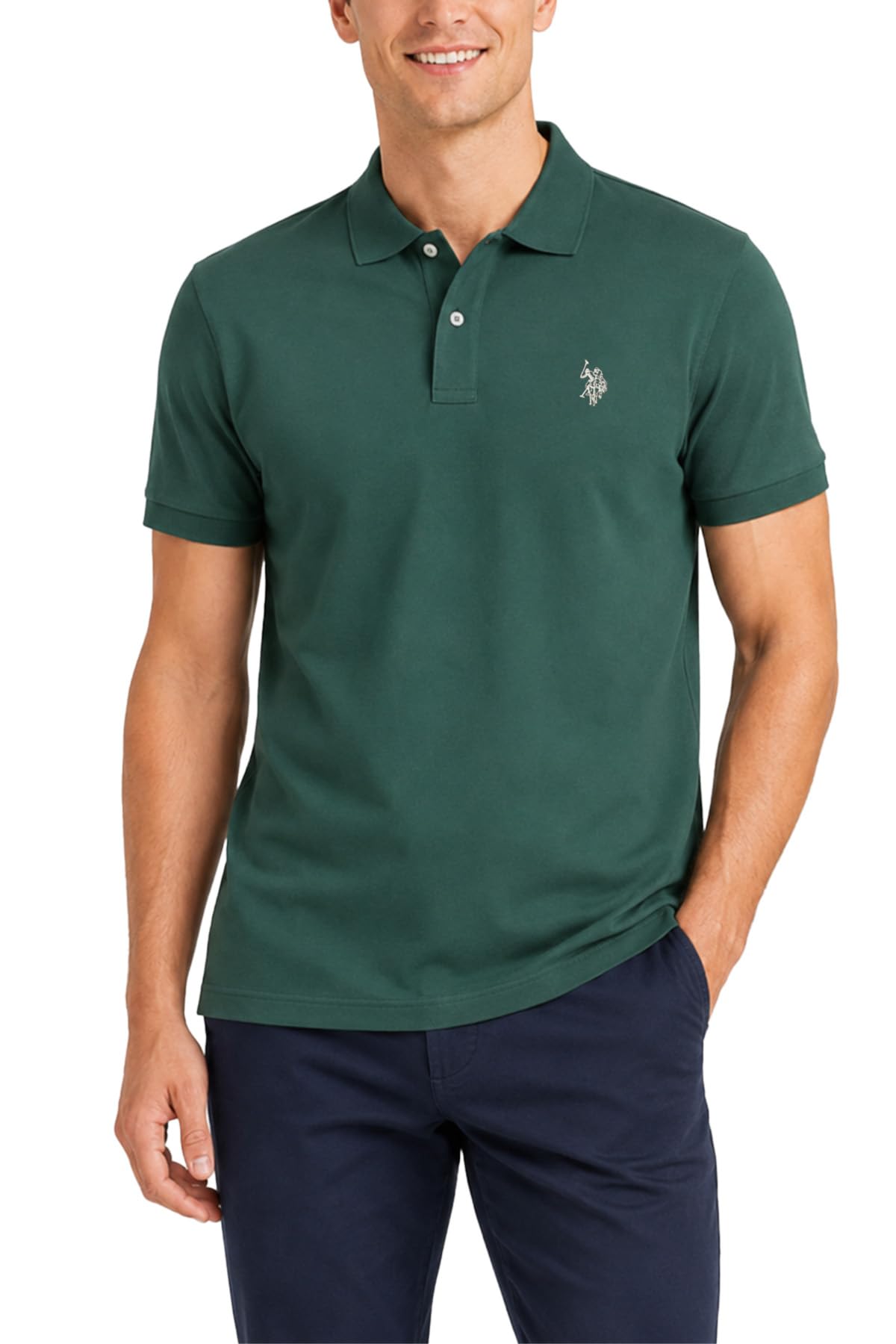 HOTU.S. Polo Assn. Men's Classic Polo Shirt, Two-Button Closure Pique Polo Shirt, Summer Fashion Golf Shirt | Two-Button Closure Pique Polo Shirt, Summer Fashion Golf Shirt