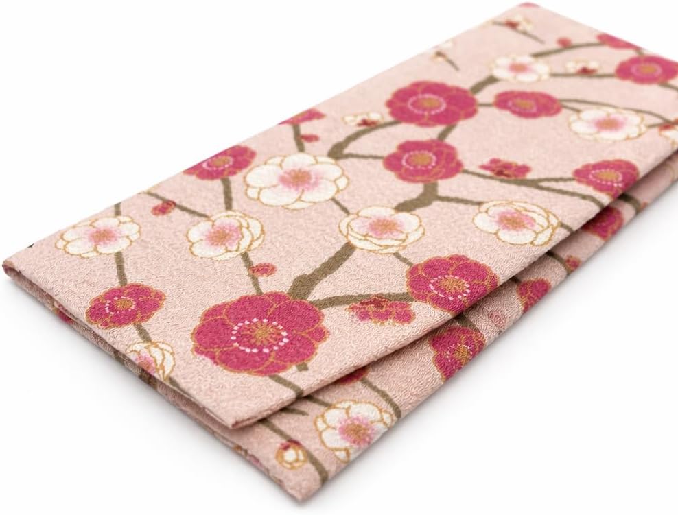 HOTCute Women's Cash Wallet [ Made in Japan ] Traditional Edo Komon Design (Cash Envelop Wallet) (Weeping plum (pink))