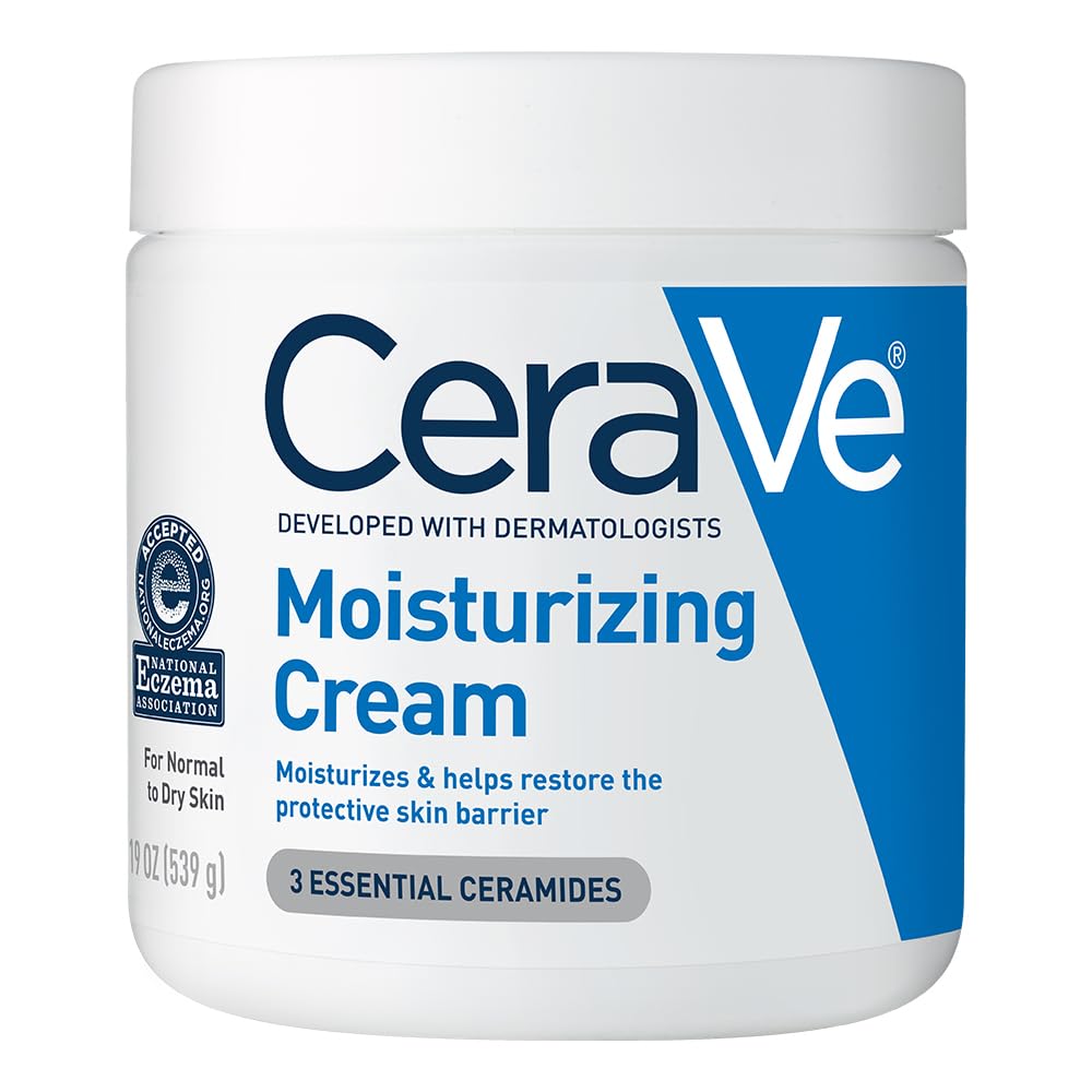 HOTCeraVe Moisturizing Cream, Body and Face Moisturizer for Dry Skin, Body Cream with Hyaluronic Acid and Ceramides, Daily Moisturizer, Oil-Free, Fragrance Free, Non-Comedogenic, 19 Ounce