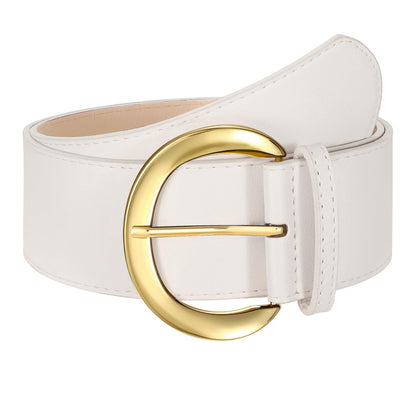 HOTWHIPPY Women’s Wide Leather Belt for Dresses Fashion Casual Laides Thick Suede Belt with Gold Buckle