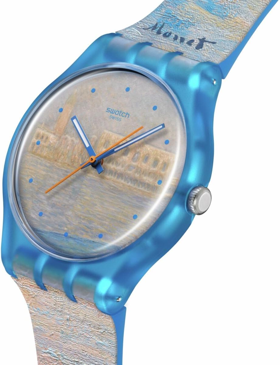HOTSwatch New Gent Unisex Casual Watch Bio-sourced Blue Quartz Water Resistant Monet's Palazzo DUCALE
