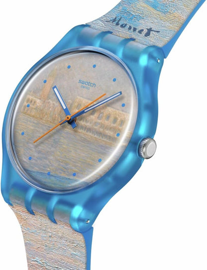 HOTSwatch New Gent Unisex Casual Watch Bio-sourced Blue Quartz Water Resistant Monet's Palazzo DUCALE