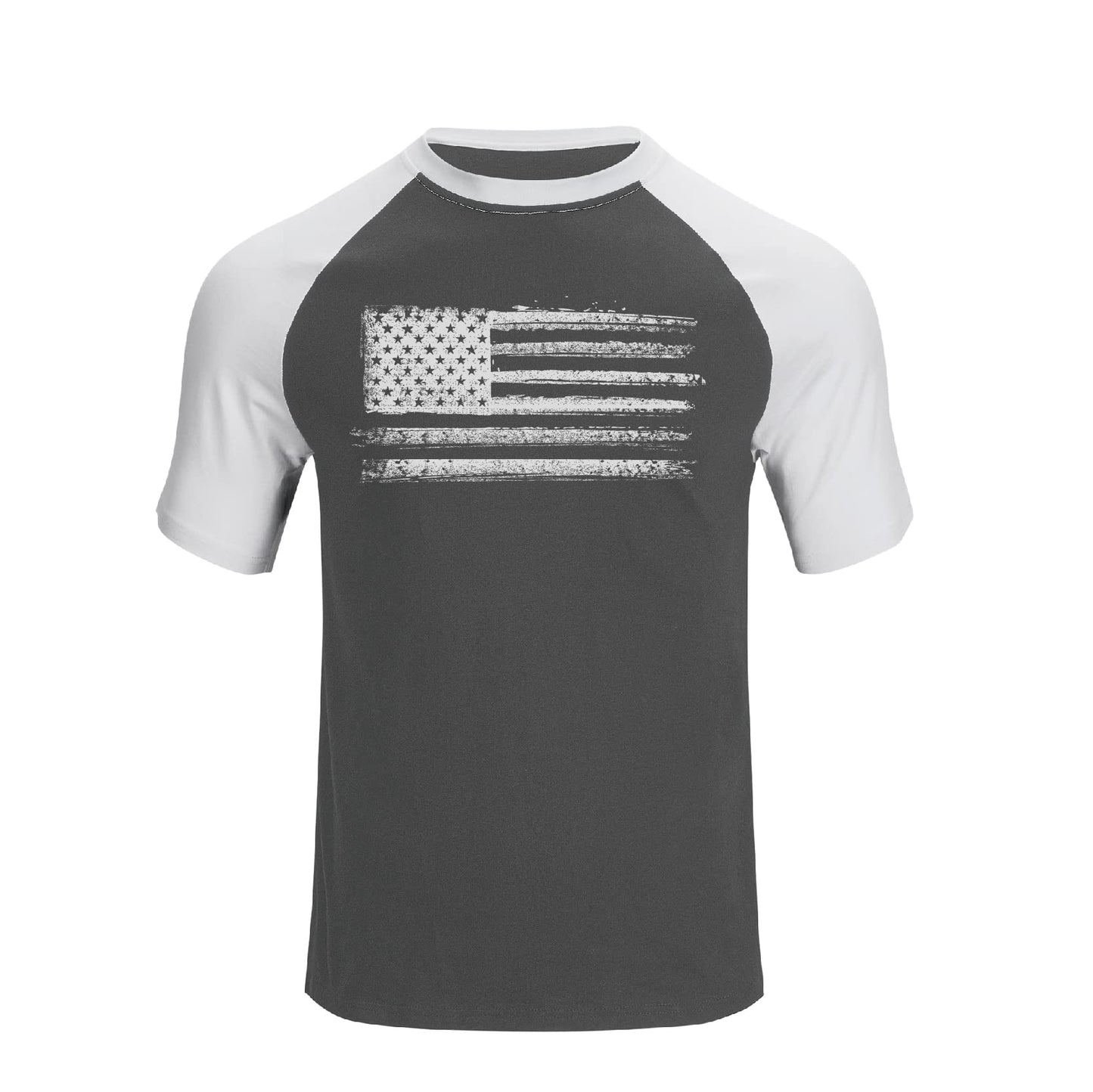 HOTH HYFOL Men's Graphic T-Shirts USA Flag Cotton Short Sleeve American Patriotic Crewneck Casual Regular Tee Shirts