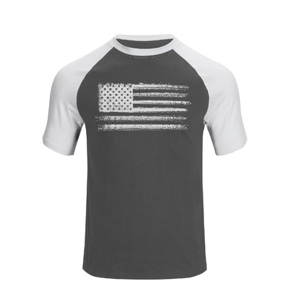 HOTH HYFOL Men's Graphic T-Shirts USA Flag Cotton Short Sleeve American Patriotic Crewneck Casual Regular Tee Shirts