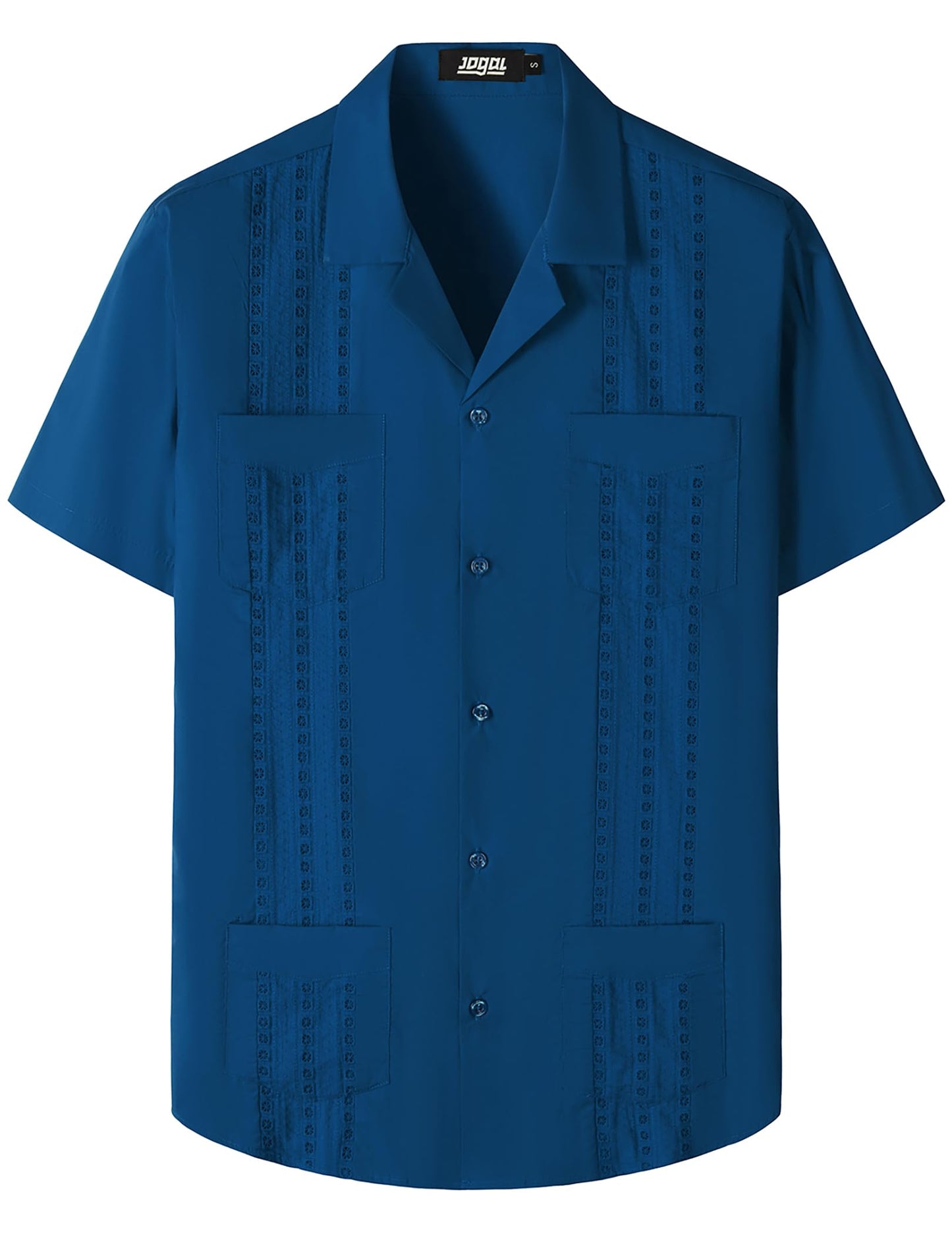 HOTJOGAL Mens Guayabera Shirts Cuban Short Sleeve Casual Button Down Beach Shirt
