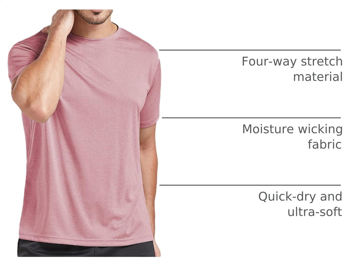 HOT5 Pack Men's Dry Fit T Shirts Athletic Running Gym Workout Short Sleeve Tee Shirts for Men