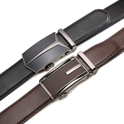 HOTFounders & C Mens Belt 2 Pack,Leather Ratchet Click Belt Dress with Slide Buckle 1 3/8" in Gift Set Box- Size Adjustable
