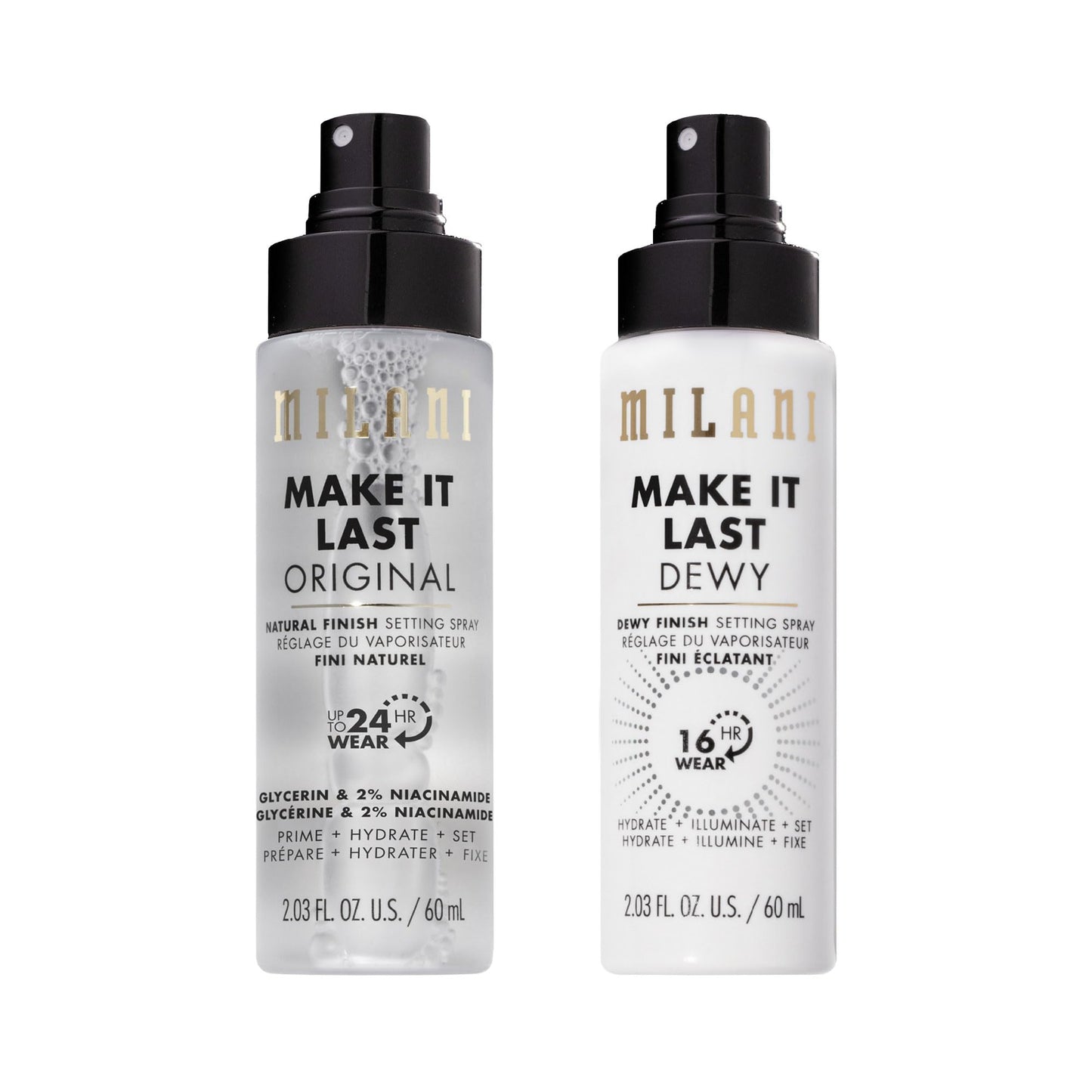 HOTMilani Setting Spray + Primer, Make It Last Original - Natural Finish with Niacinamide for Hydration, Setting Spray for Makeup and Face Primer, 3-in-1 Prime + Hydrate + Set, 2.03 Fl. Oz
