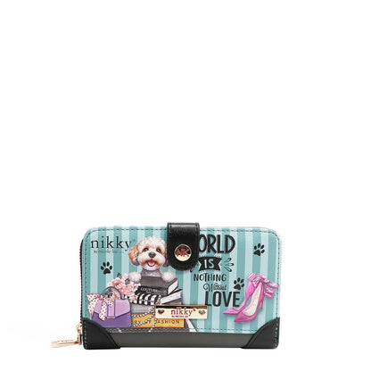 HOTNicole Lee NIKKY Compact Wallet, Vegan Leather, 8 Card Slots (EIFFEL DREAMS)