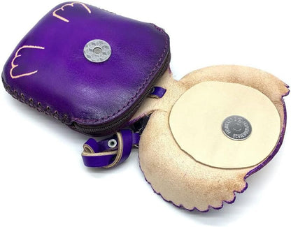 HOTHandmade Vintage Genuine Leather 3D Animal Koala Bear Coin Purse (Purple)