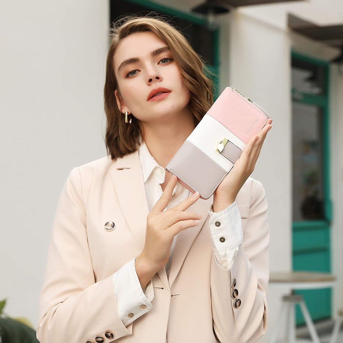 HOTPomelo Best Womens Wallet RFID Blocking Wallet for Women Bifold Large Capacity Card Holder Ladies Long Purse with ID Window Zipper Coin Pocket