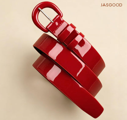 HOTJASGOOD Women Patent Leather Belt for Jeans Pants Vintage 50s Women Belt for Dress