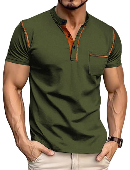 HOTMen's Henley Shirt Short Sleeve T-Shirt Casual Top Pullover Summer Lightweight Tee Shirts with Button
