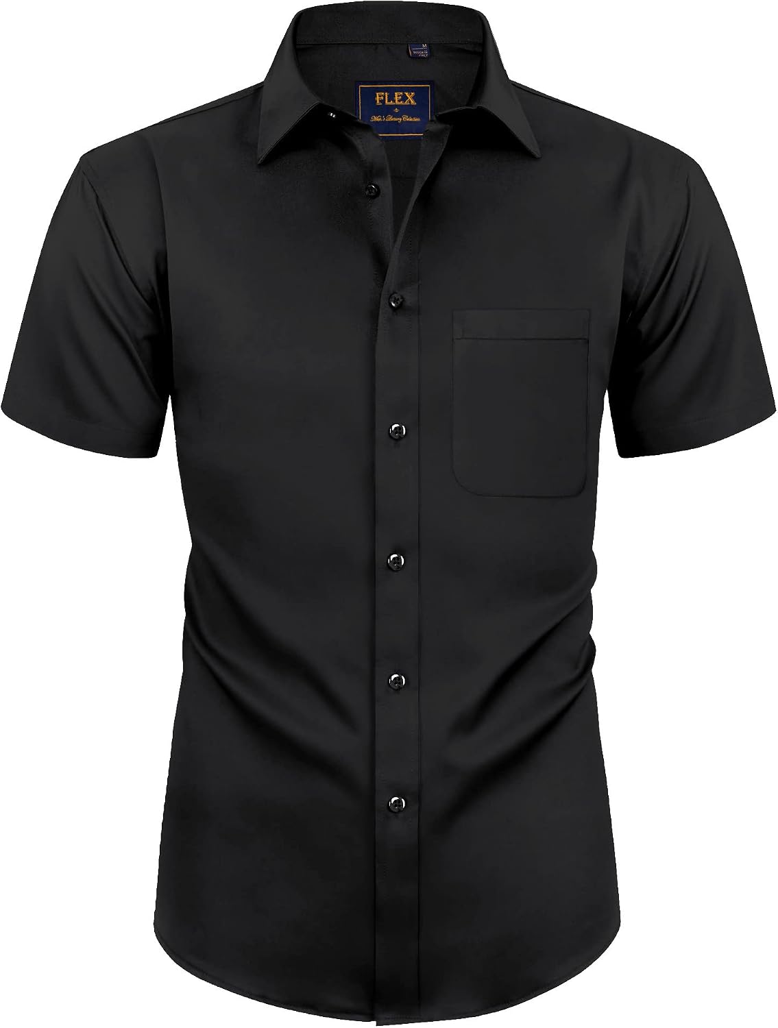 HOTAlimens & Gentle Mens Short Sleeve Dress Shirts Wrinkle Free Solid Casual Button Down Shirts with Pocket