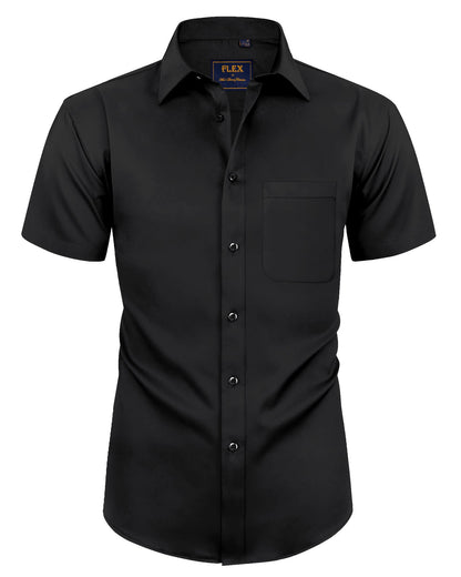 HOTAlimens & Gentle Mens Short Sleeve Dress Shirts Wrinkle Free Solid Casual Button Down Shirts with Pocket