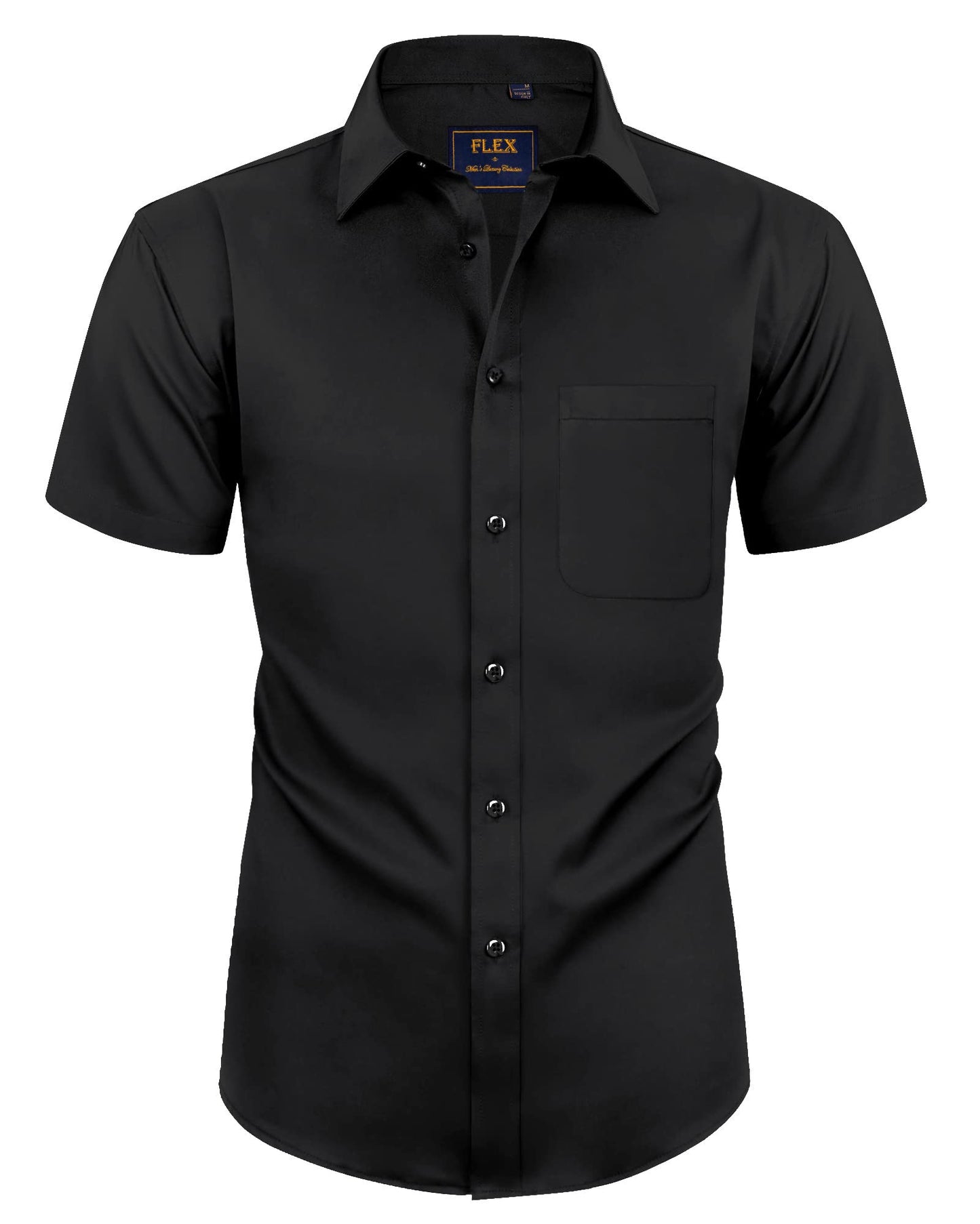 HOTAlimens & Gentle Mens Short Sleeve Dress Shirts Wrinkle Free Solid Casual Button Down Shirts with Pocket