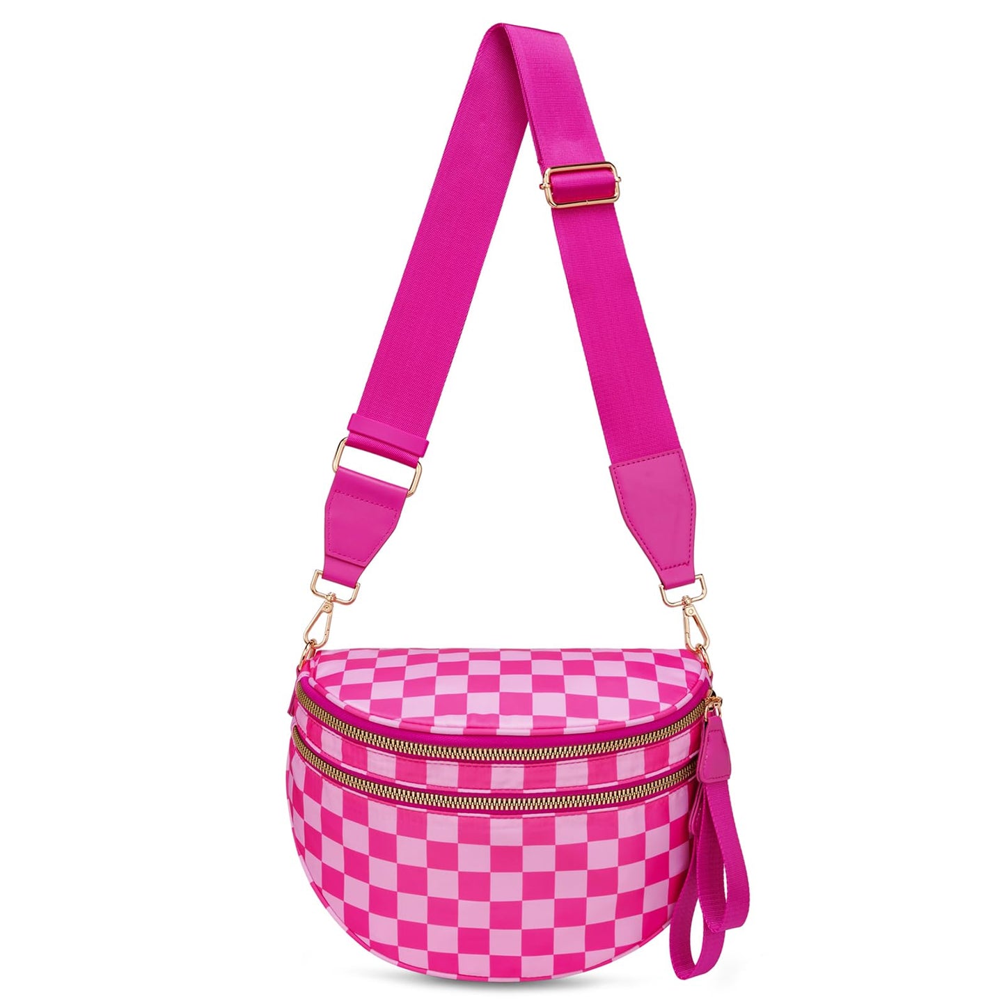 HOTPure Colour Crossbody Bum Bags for Women Spacious Checkered Cross body Bag Nylon Trendy Fanny Pack for Travel