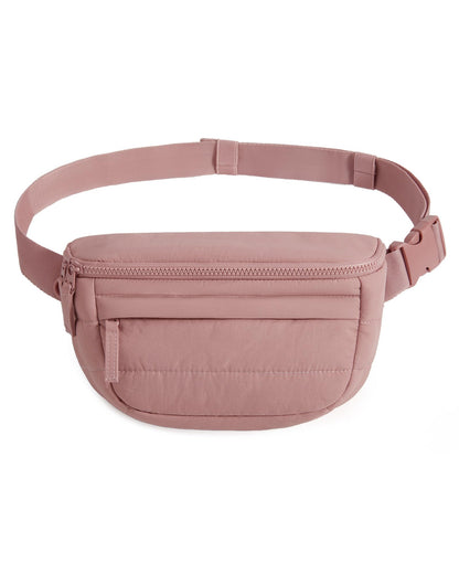 HOTBAGSMART Fanny Packs for Women Cross Body, Quilted Puffy Belt Bag with Pockets, Fashion Waist Packs for Traveling Hiking Black