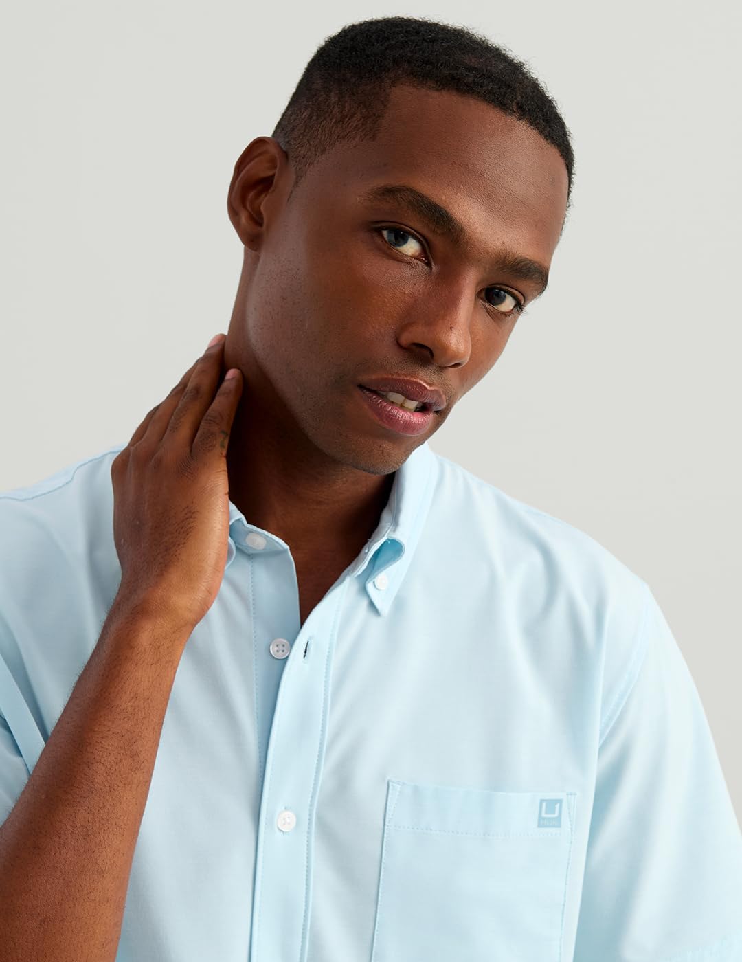 HOTHUK Men's Kona Solid Short Sleeve Fishing Button Down Shirt