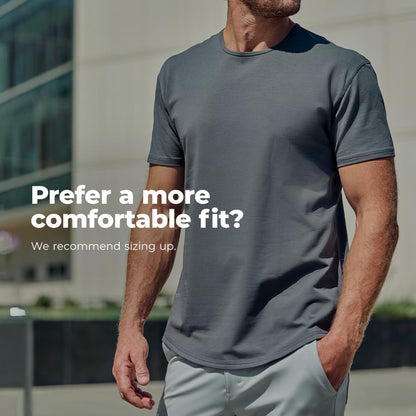 HOTBYLT Mens Drop-Cut Men's T Shirt, Slim Fit Plain Tshirts for Men, Drop Cut Basic Crewneck Tee, Wrinkle Resistant, Stretch Fit