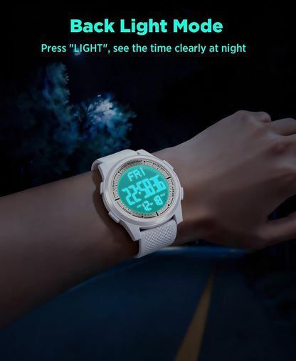 HOTBeeasy Digital Watch for Men Women, 50M Waterproof, Ultra-Thin & Lightweight, 44mm Silicone Sports Watch with Alarm, Stopwatch, Countdown, Ideal for Gym, Running, School, Daily Wear