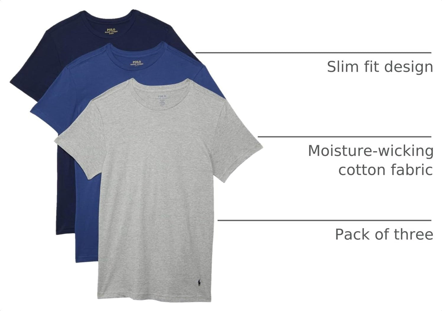 HOTPolo Ralph Lauren Underwear Men's Slim Fit Cotton Crew Tee 3 Pack