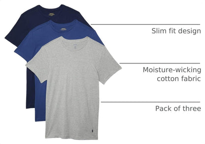 HOTPolo Ralph Lauren Underwear Men's Slim Fit Cotton Crew Tee 3 Pack