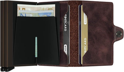 HOTSecrid Twin Wallet, Vintage Chocolate, Genuine Leather with RFID Protecton, Holds up to 16 Cards