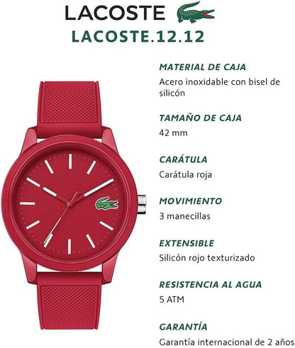 HOTLacoste 12.12 Men's Quartz Watch - TR90 Case Quartz - Premium Sporty Fashion Timepiece