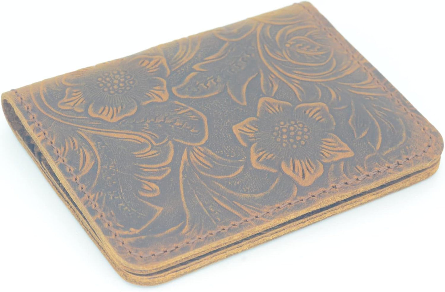 HOTPersonalized handmade Minimalist Bifold Wallet, Men's Minimalist Card Holder Distressed Leather Wallet