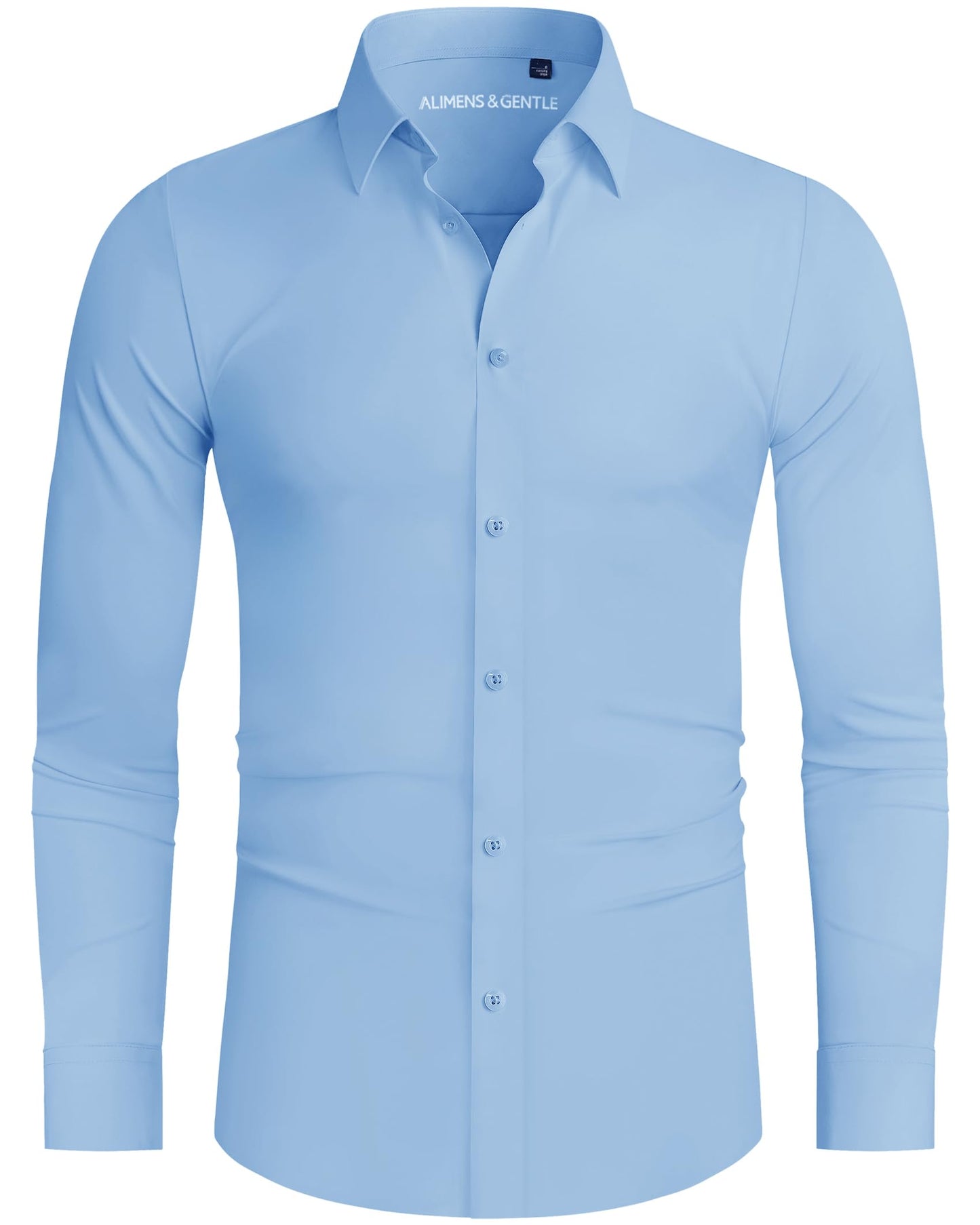 HOTAlimens & Gentle Stretch Mens Dress Shirts Slim Fit Long Sleeve Casual Skinny Muscle Fit Wrinkle Free Button Down Shirt