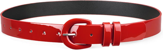 HOTJASGOOD Women Patent Leather Belt for Jeans Pants Vintage 50s Women Belt for Dress