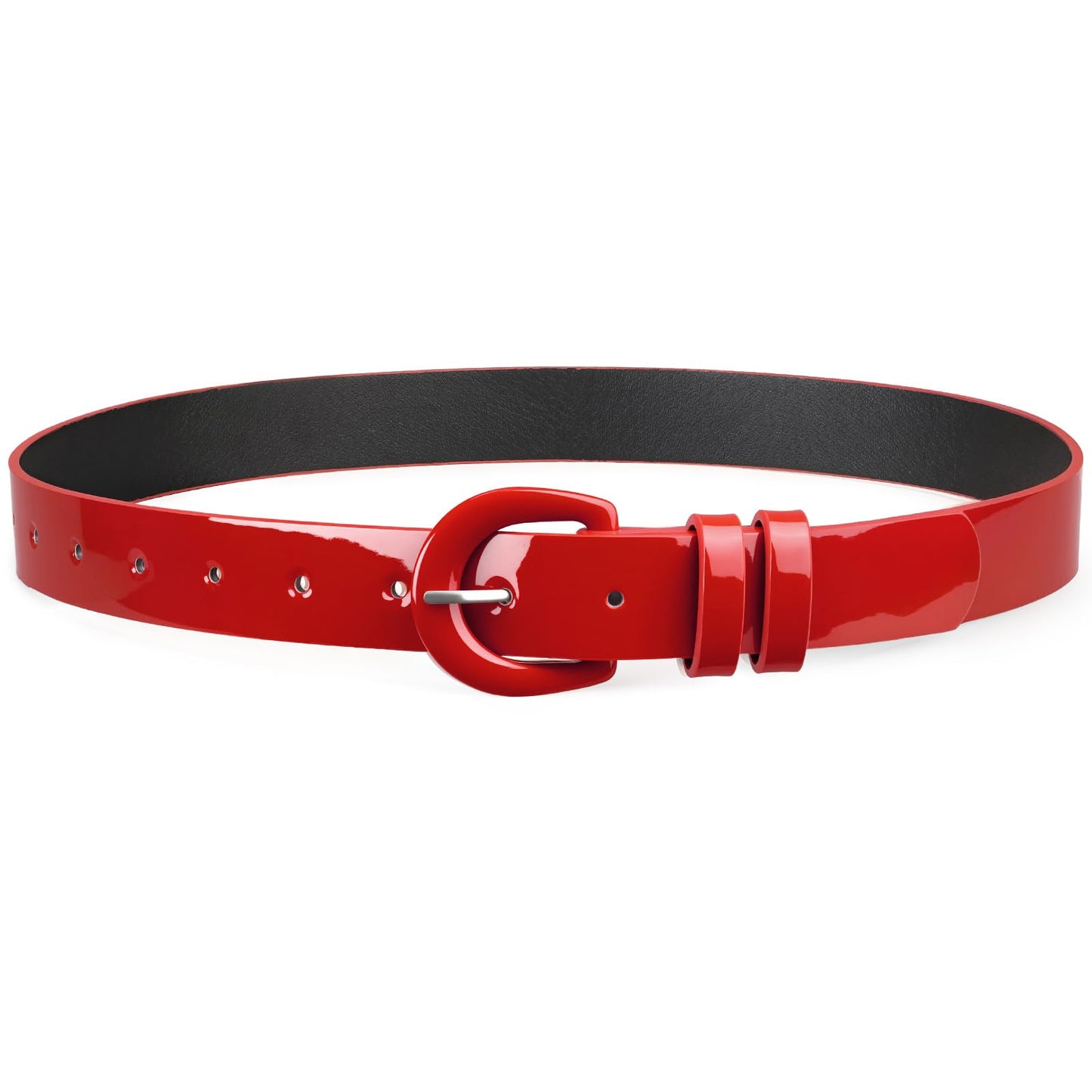HOTJASGOOD Women Patent Leather Belt for Jeans Pants Vintage 50s Women Belt for Dress