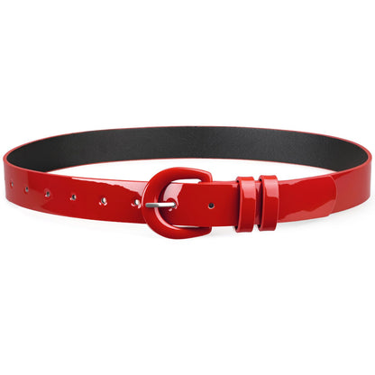 HOTJASGOOD Women Patent Leather Belt for Jeans Pants Vintage 50s Women Belt for Dress