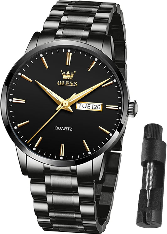 HOTOLEVS Mens Gold Watches Waterproof Stainless Steel Lightweight Watch with Date Classic Luxury Dress Watch for Men Gold White Blue Green Dial